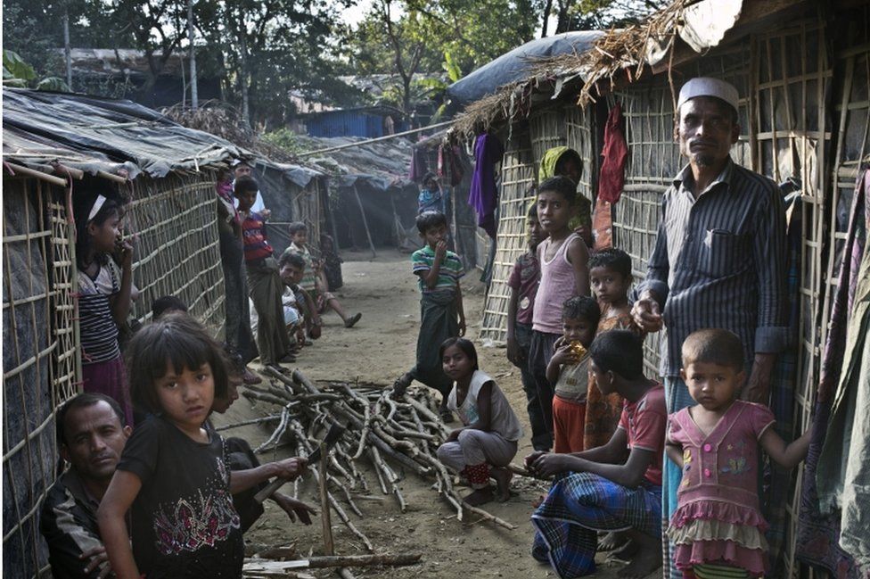 People are seen in the Kutapalong Rohingya refugee camp on January 20, 2017 in Cox's Bazar, Bangladesh.