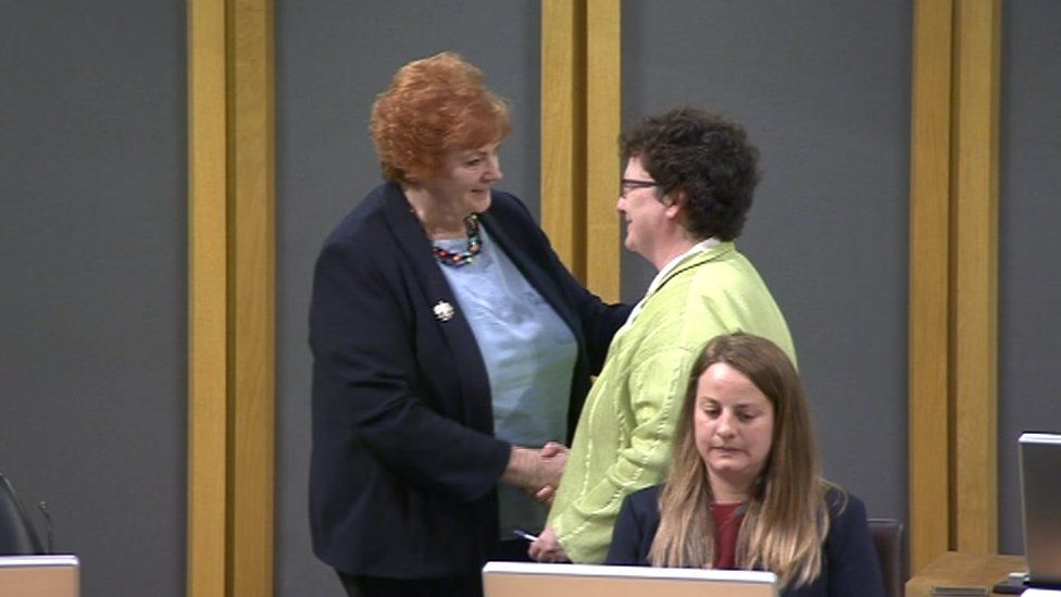 Dame Rosemary Butler and Elin Jones