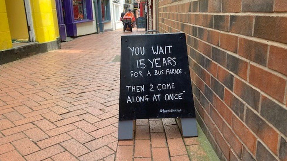 The sign outside a coffee shop