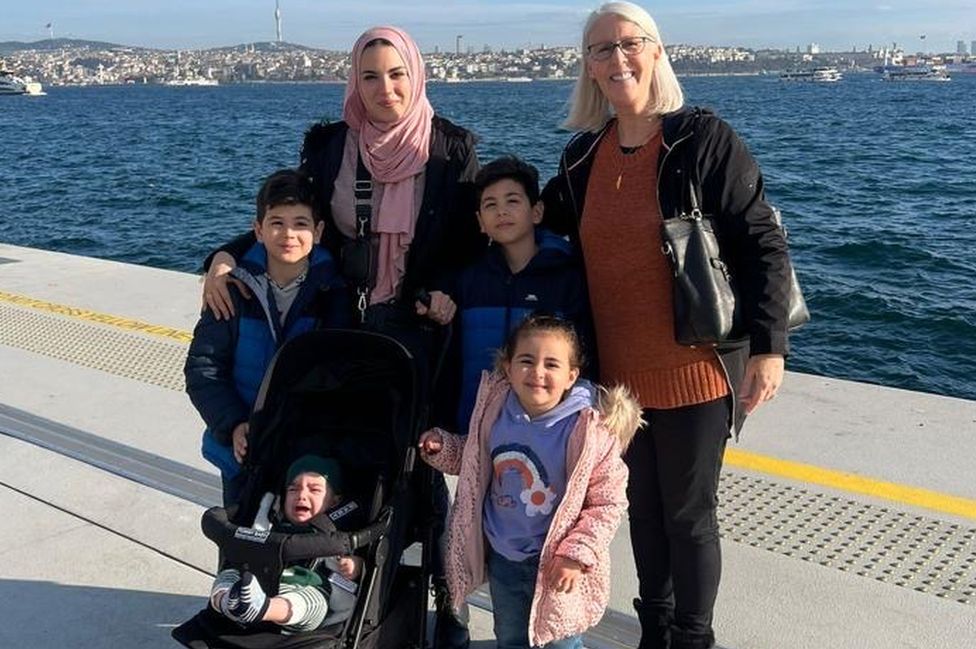 Ms El-Nakla's mother, Elizabeth (right), pictured with daughter-in-law Doaa, and her four children