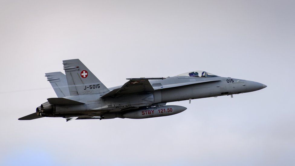 File pic of Swiss F-18 Hornet fighter aircraft