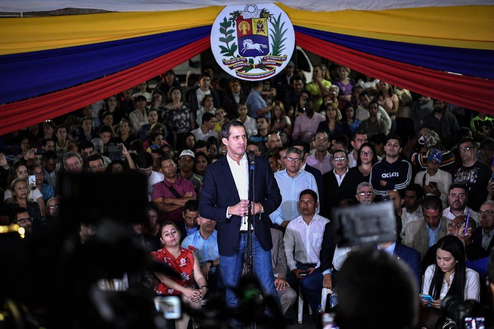 Guaidó at a rally in Caracas