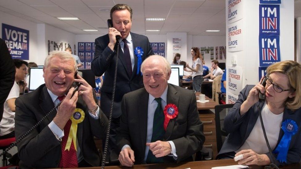 Lord Ashdown, David Cameron, Lord Kinnock and Amber Rudd