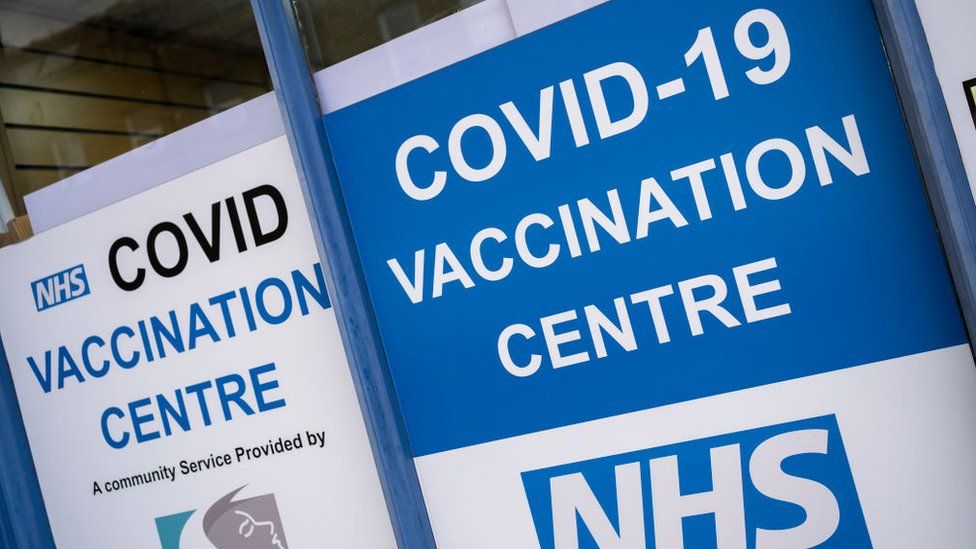 Sign for Covid vaccination centre