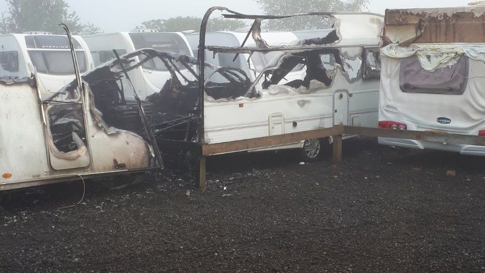 Fire destroys caravans and motor homes at Blidworth site BBC News