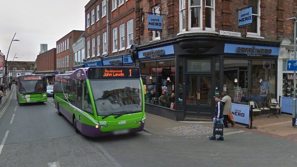 Buses in Ipswich town centre