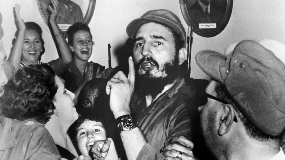 Cuban leader Fidel Castro shortly after toppling dictator Fulgencio Batista, during the revolutionary triumph, in Cienfuegos, Cuba on 4 January 1959
