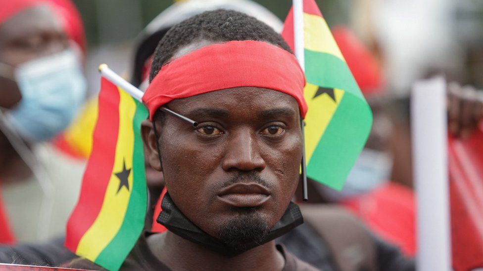 A protester at the #fixthecountry protest in Accra, Ghana, on August 4, 2021. The protest aims to demand accountability, good governance, and better living conditions from government.