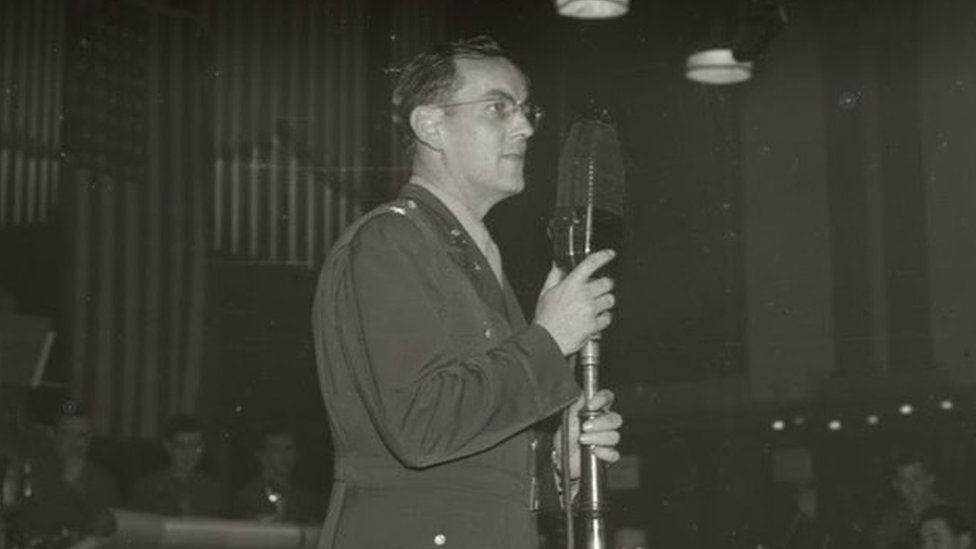 Band leader Glenn Miller at the forces concert at Bedford Corn Exchange in 1944