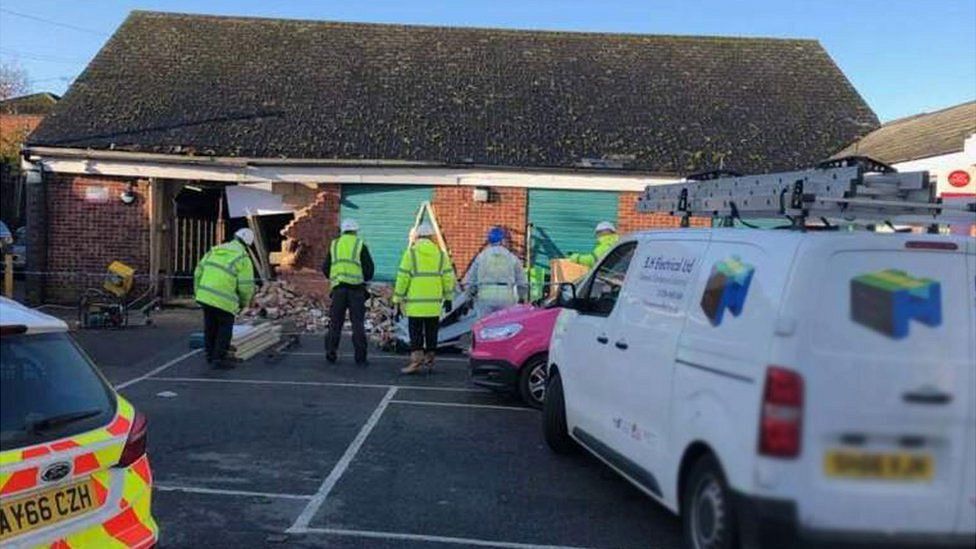 The hole left in the Debenham Co-op after the ram-raid