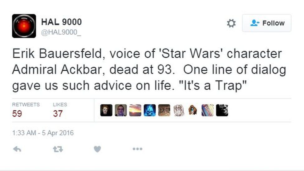 Erik Bausersfeld, voice of Star Wars character Admiral Ackbar, dead at 93. One line of dialogue gave us such advice on life 'It's a trap'