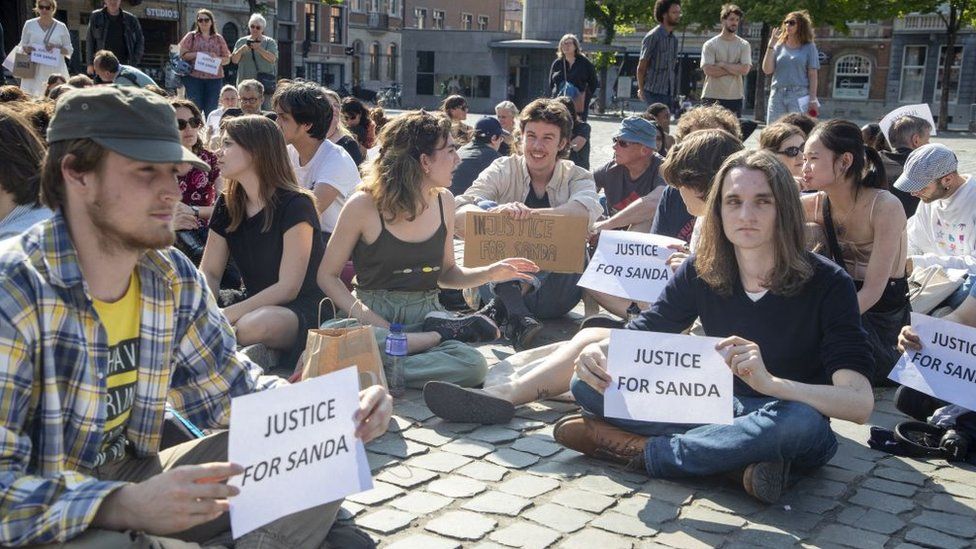 A silent protest in front of Antwerp's court of appeal on 27 May