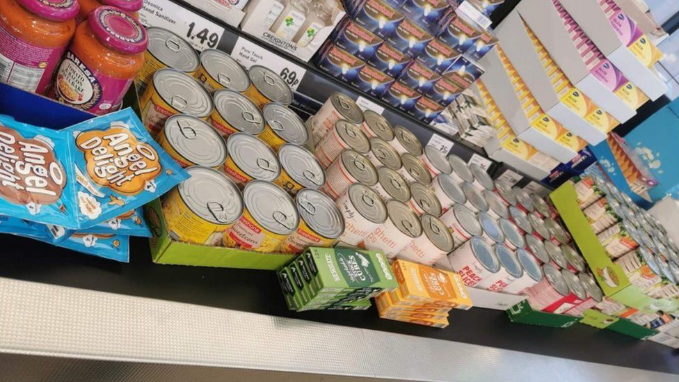 Cans of food donated to the foodbank