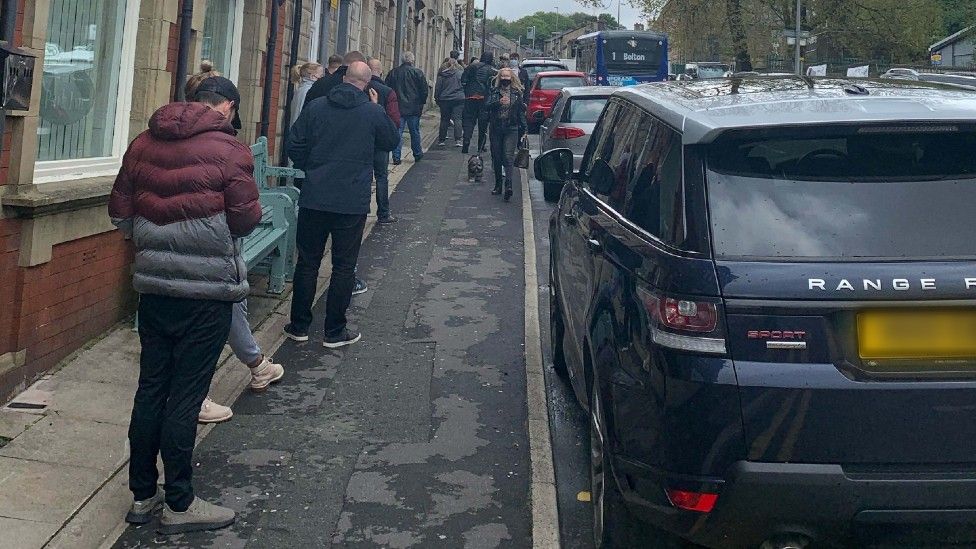 Queue for vaccine in Blackburn