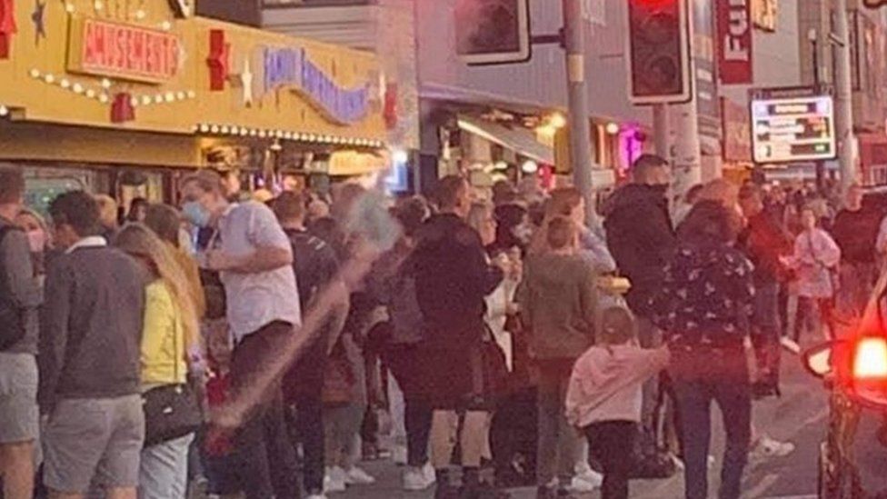 people on the promenade at Blackpool on Saturday