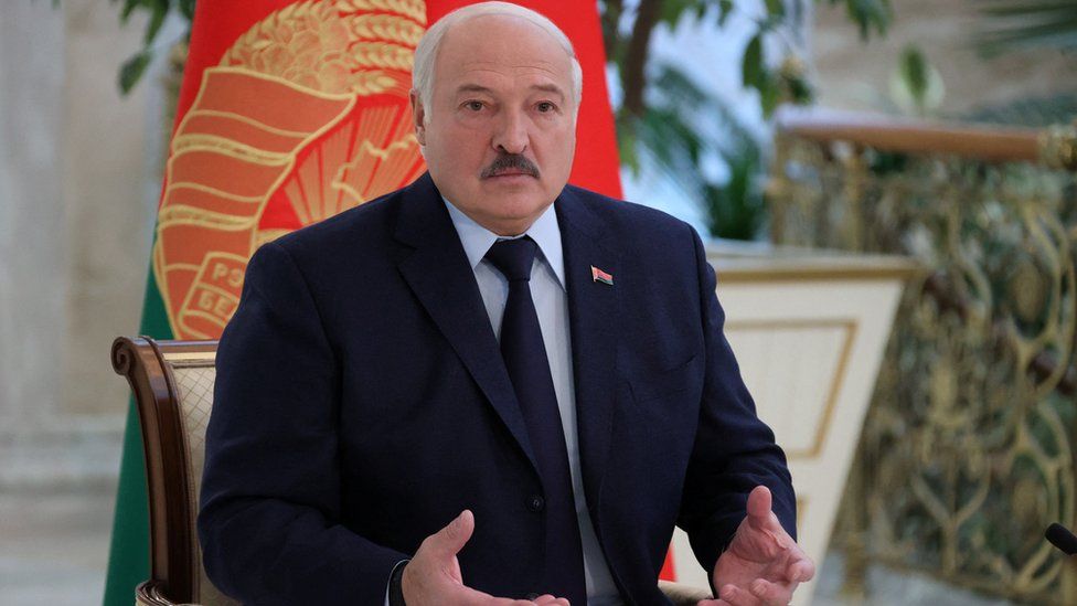 Belarus leader Alexander Lukashenko attends a news conference in Minsk, Belarus, February 16, 2023.