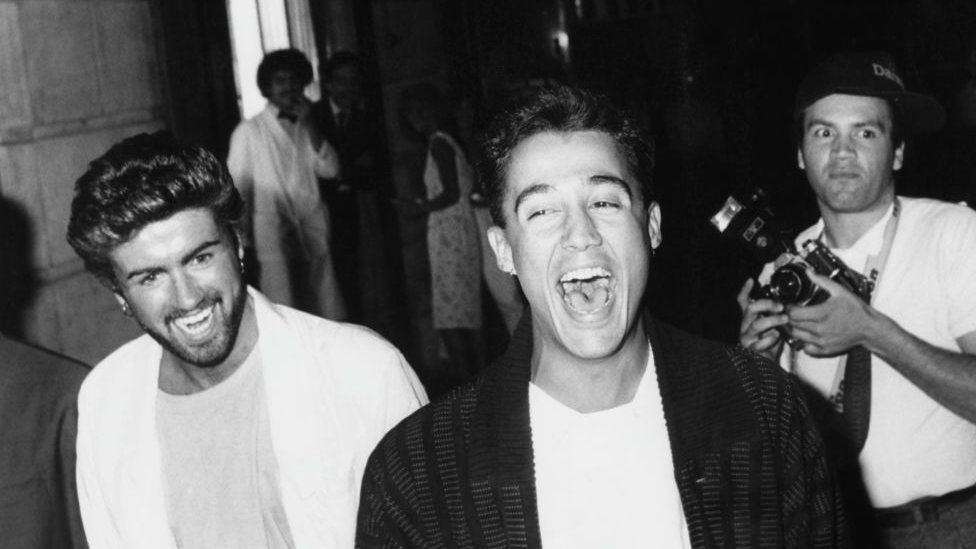 Wham followed by paparazzi in the 1980s