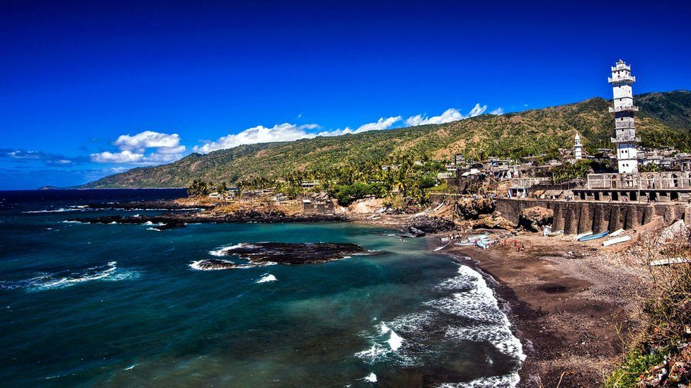 The city of Domoni on the west coast of Anjouan island, which is part of the Union of the Comoros