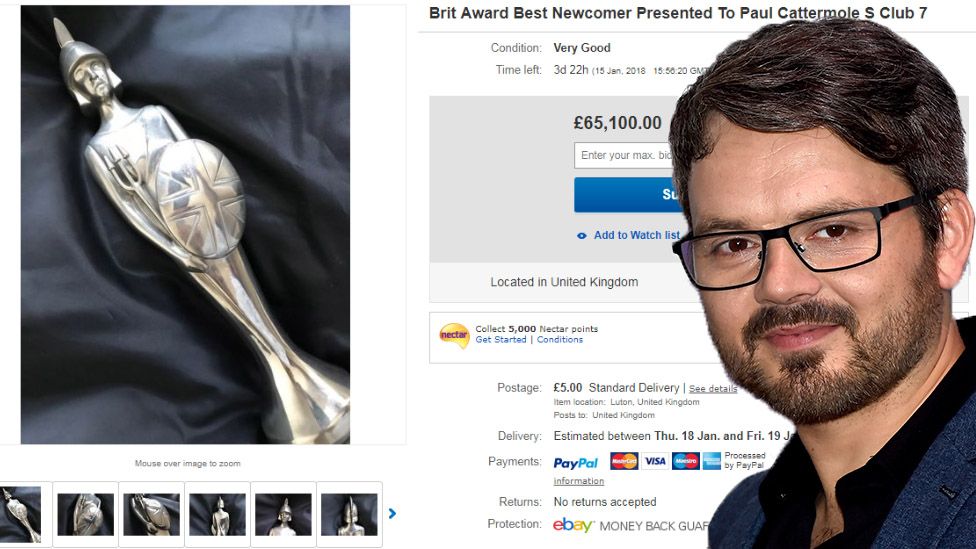S Club 7's Paul Cattermole has listed his Brit Award on eBay