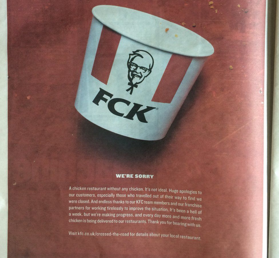KFC's apology advert