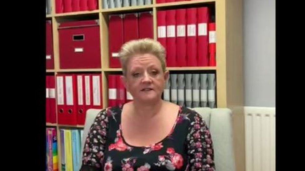 Dianne Dawson making her address in a video message last week