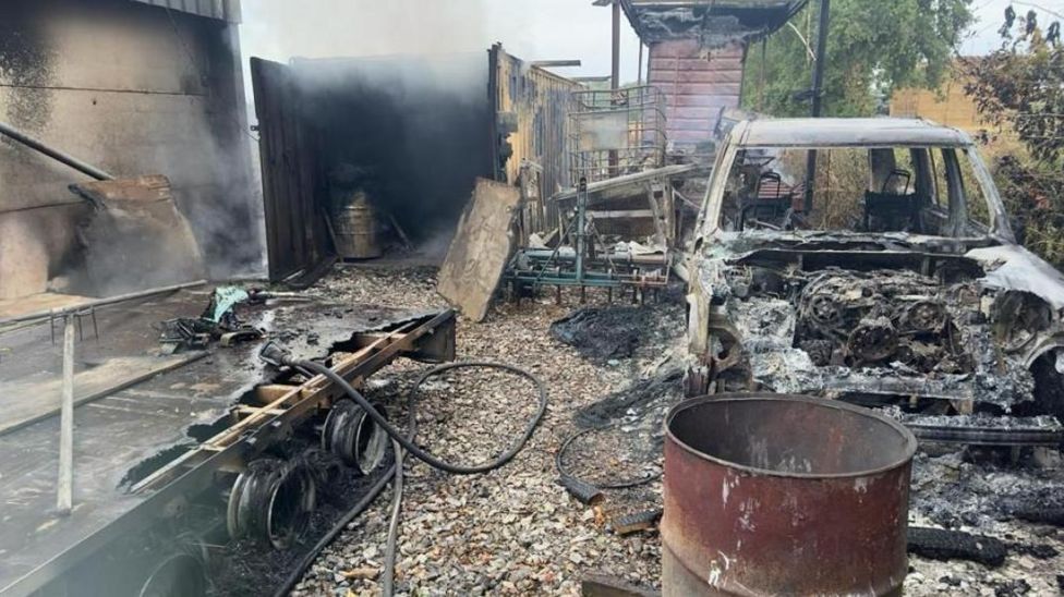 Wethersfield yard destroyed by bonfire embers - BBC News