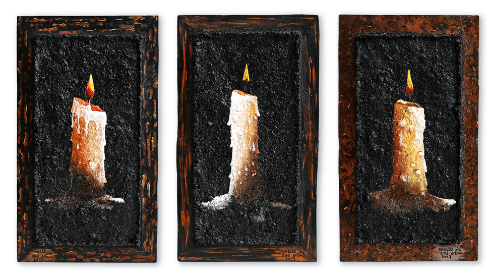 Халид Касим создал девять одиночных свечей для девяти человек, погибших в Гуантанамо