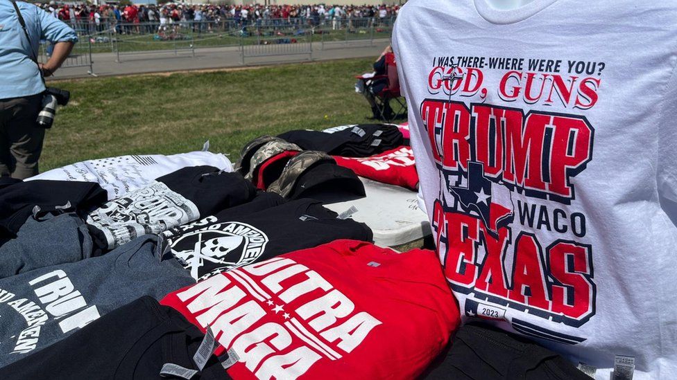 T-shirts with 'god, guns and trump' written on them