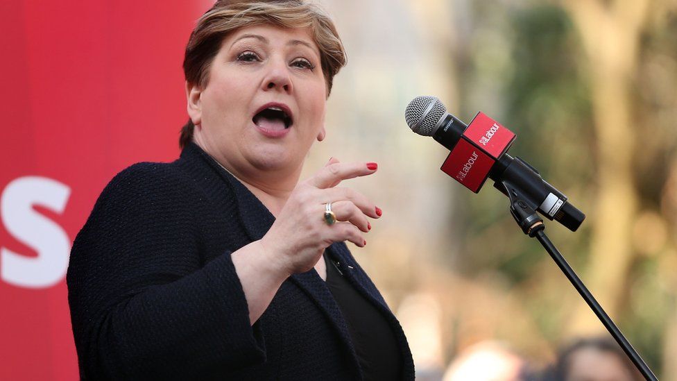 Emily Thornberry speaking at a rally in Nottinghamshire