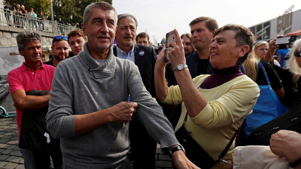 The leader of ANO party Andrej Babis arrives at an election campaign rally in Prague, Czech Republic on 28 September