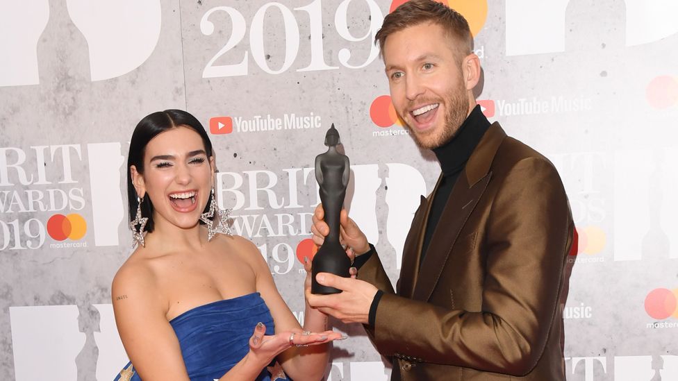 Dua Lipa and Calvin Harris took this year's Brit Award for best British single, for summer banger One Kiss