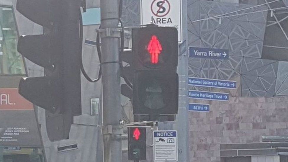 Female pedestrian sign in Melbourne, Australia