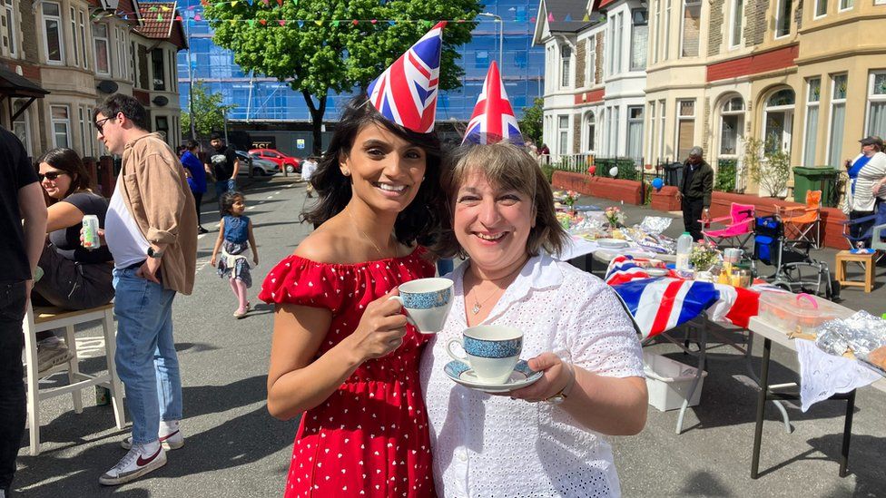 two women at a street party