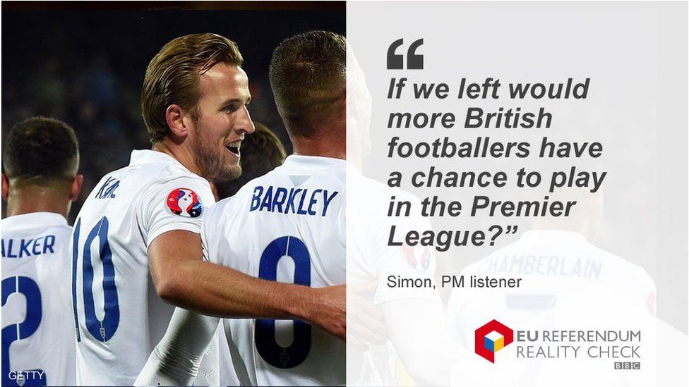Simon asks: "If we left would more British footballers have a chance to play in the Premier League?"