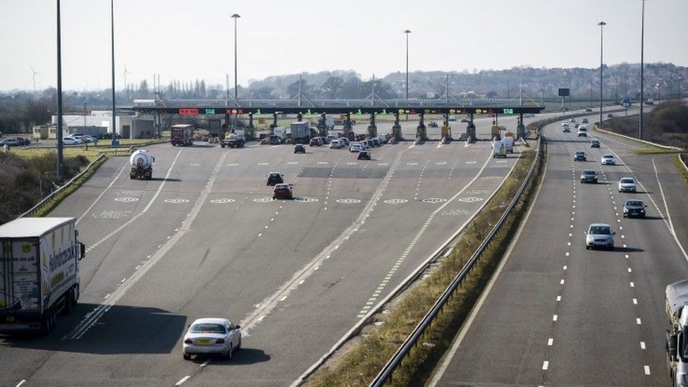 Severn Bridge toll from the Welsh side