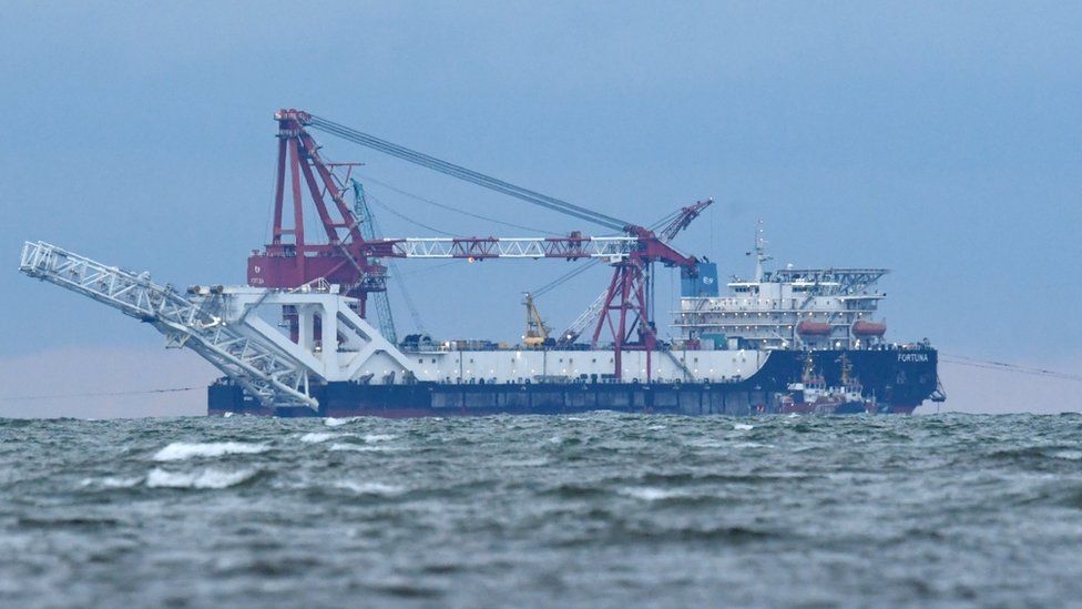 US sanctions have been imposed on this ship, the Fortuna, whose job is to lay the rest of the pipeline