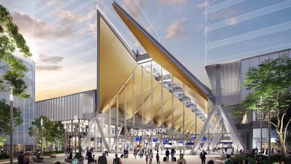 Computer-generated image of what Euston HS2 station would look like
