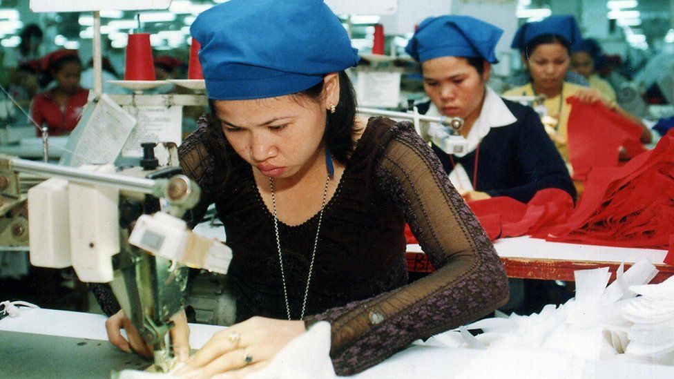 Cambodia textile factory workers