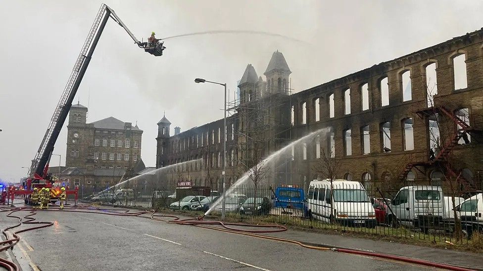 Fire at the Dalton Mills complex in Keighley