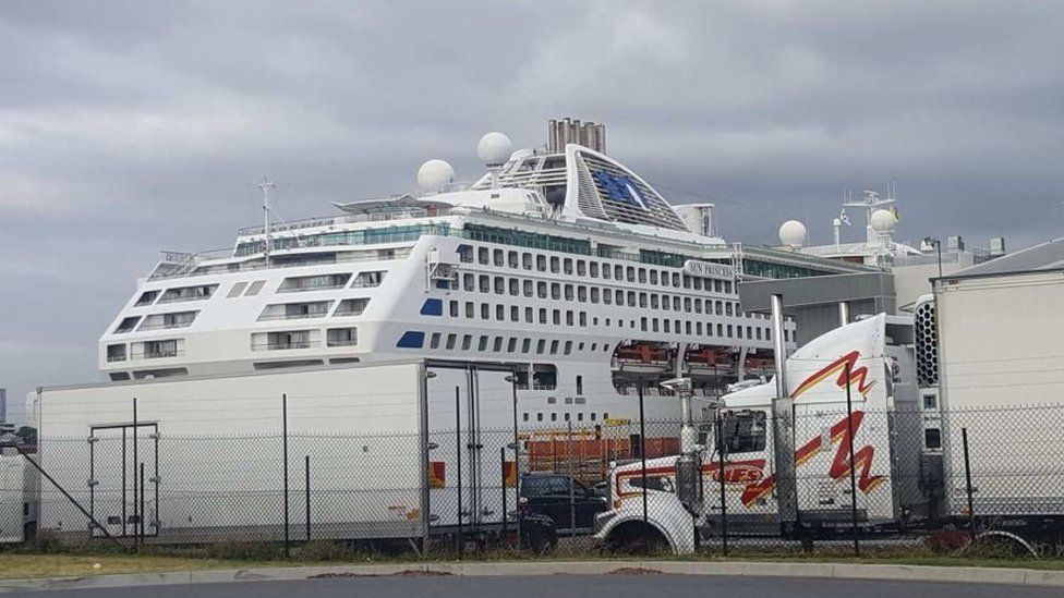 The Sun Princess docked in Brisbane in February