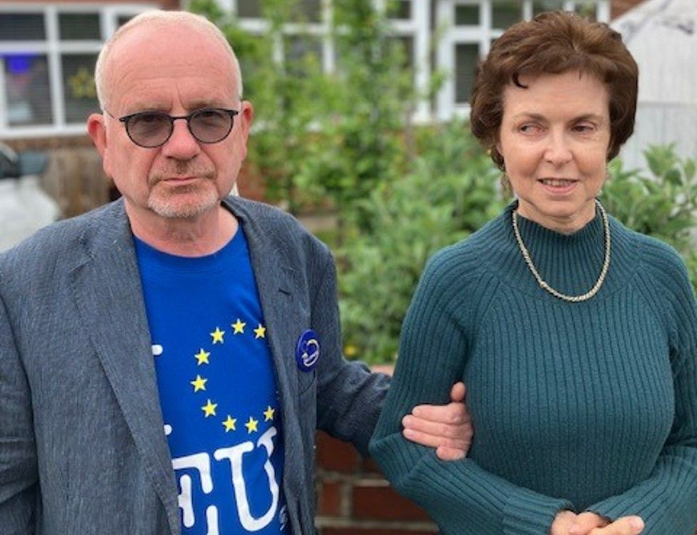 James and Janet Sheerin - James is wearing an EU T-shirt