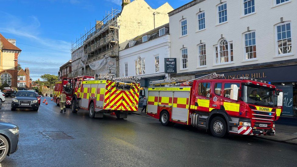 A pair of fire engines in the centre of Marlborough