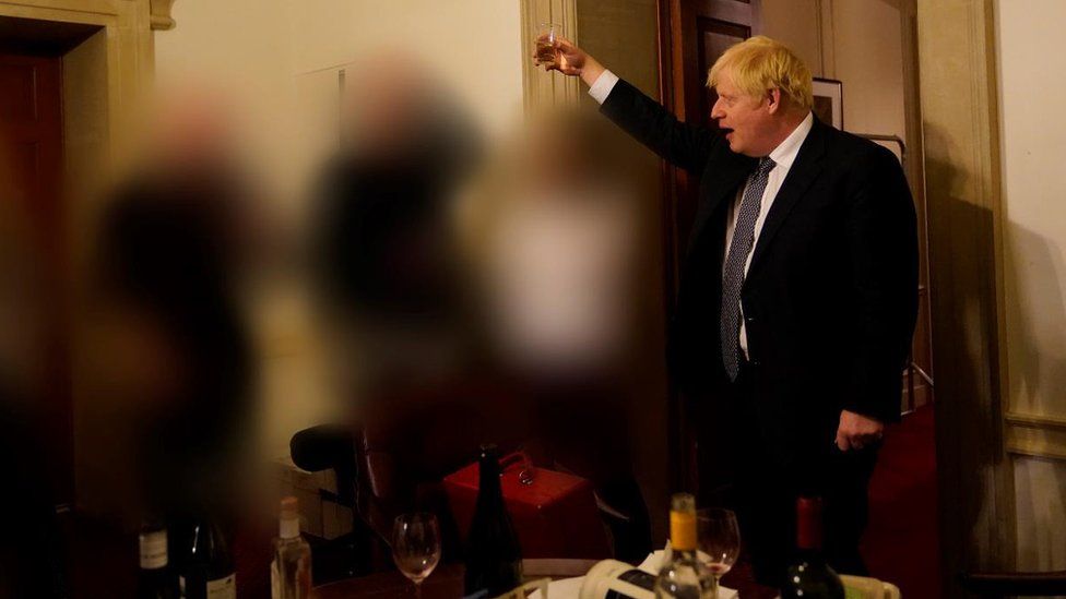 Boris Johnson pictured at a lockdown event