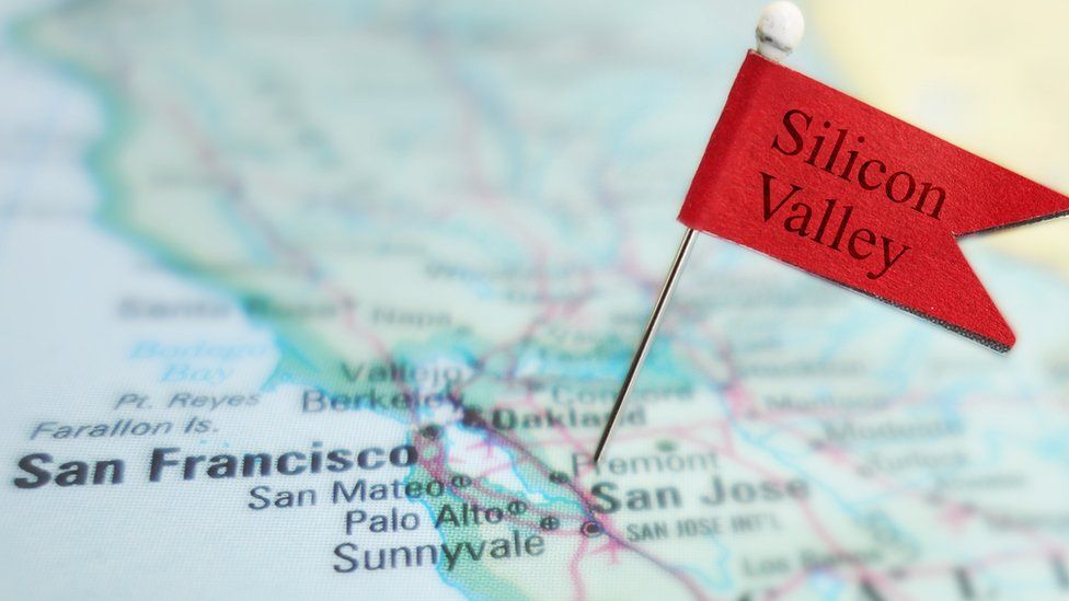Mapa con indicación de Silicon Valley