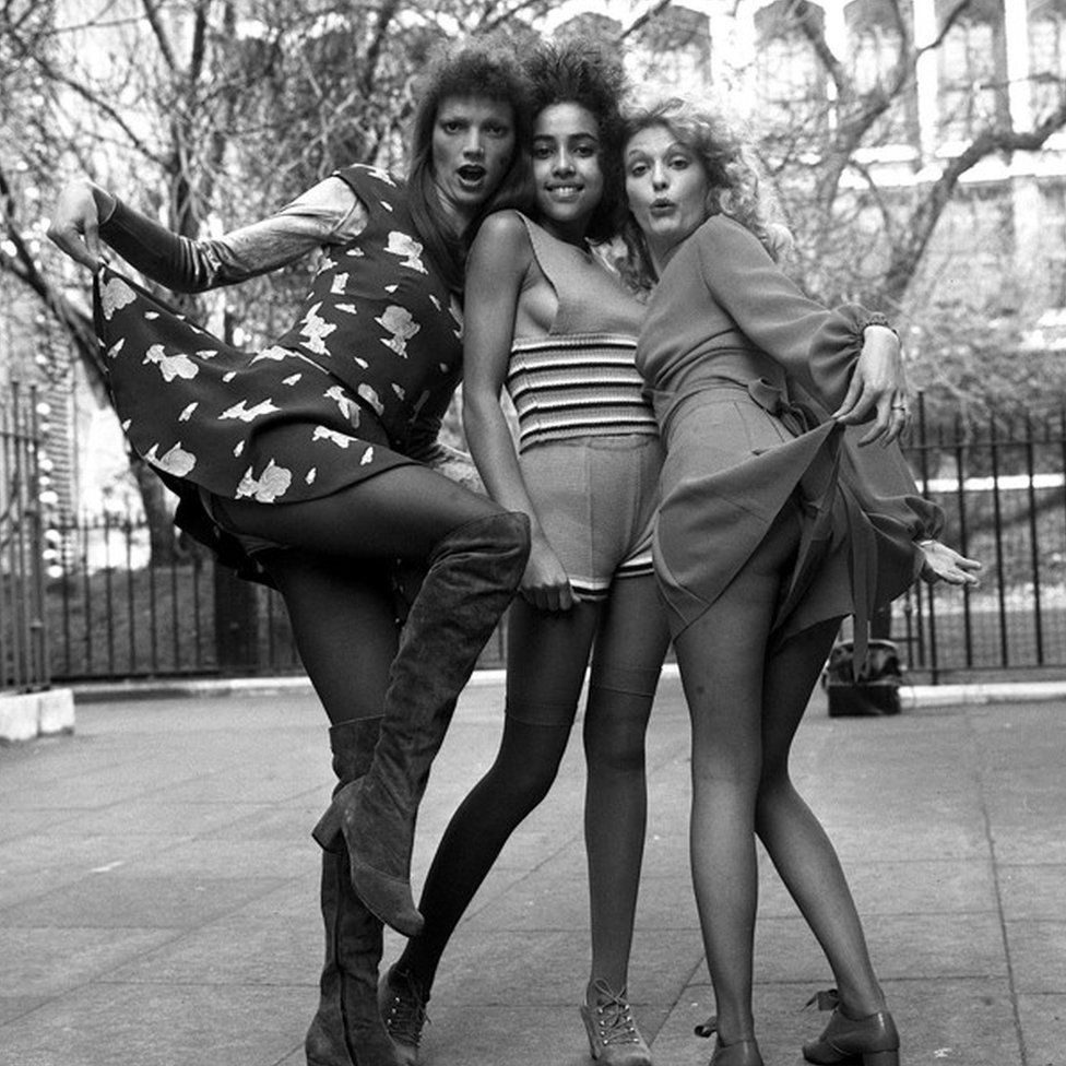 Three models display the latest Mary Quant designs at a London showing