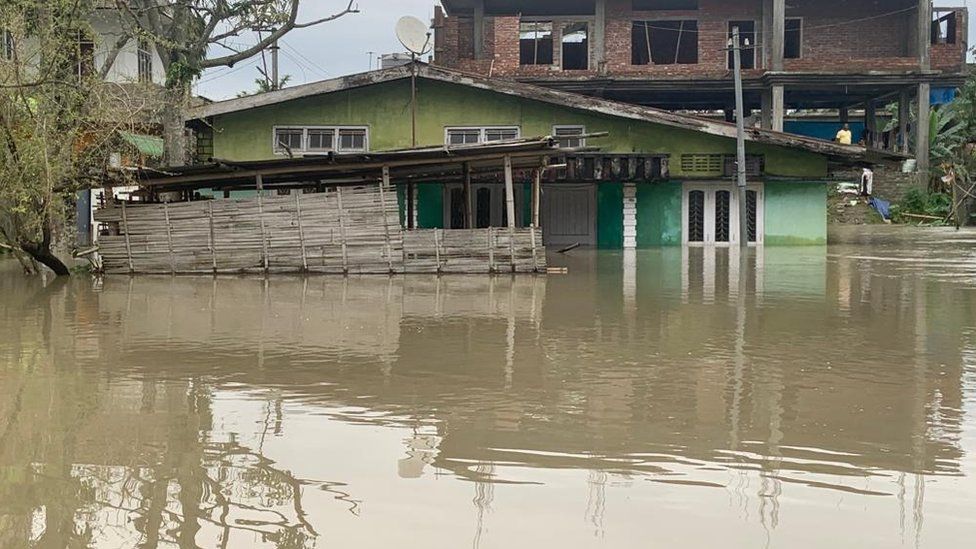 Flooded neighbourhoods in Assam