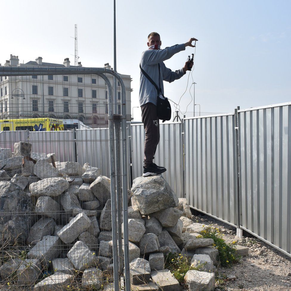 An activist called Active Patriot capturing images at the port of Dover