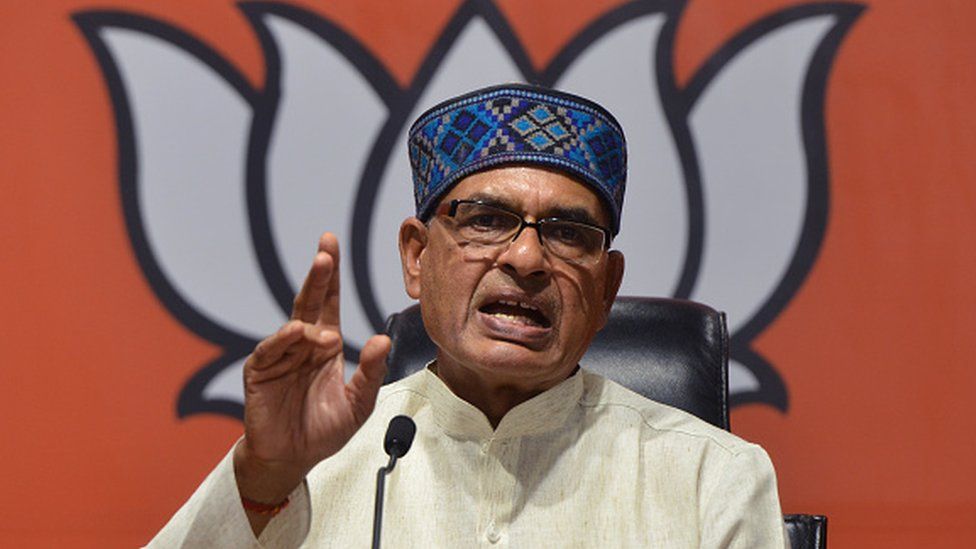 NEW DELHI, INDIA- JUNE 14: Former Chief Minister of Madhya Pradesh, Shivraj Singh Chouhan clicked while addressing a press conference at party headquarters in New Delhi.