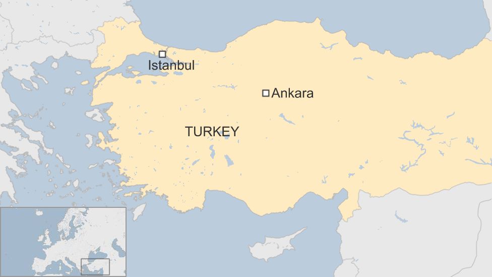 A BBC map of Turkey showing the locations of Ankara and Istanbul