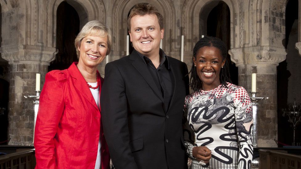 Songs of Praise presenters Pam Rhodes, Aled Jones and Diane Louise Jordan